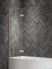 New Trendy Nesta Light Gold parawan nawannowy ze wspornikiem kątowym 120x150 cm lewy złoty połysk/szkło przejrzyste P-0243-WL